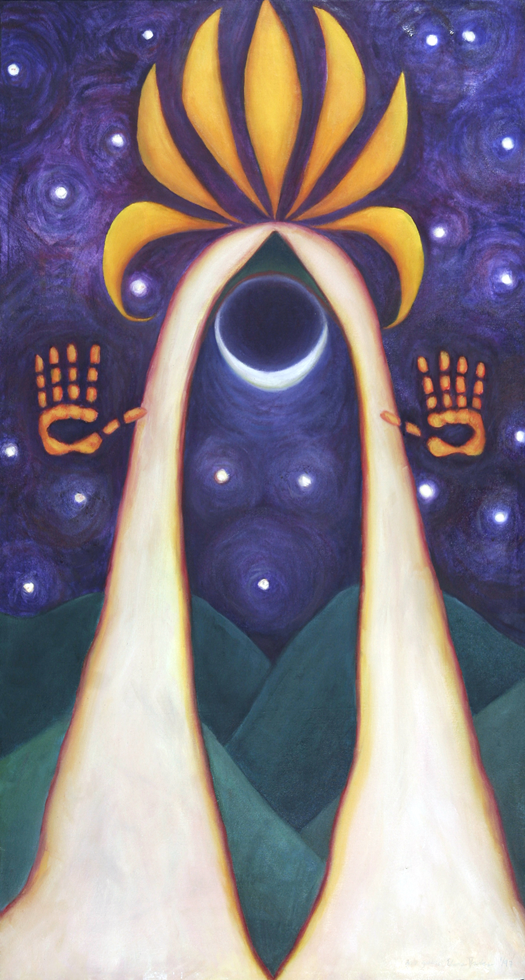 Dark Goddess, 1996, Oil on canvas 46.5”h x 25w”, Private Collection, Eleanor Ruckman
