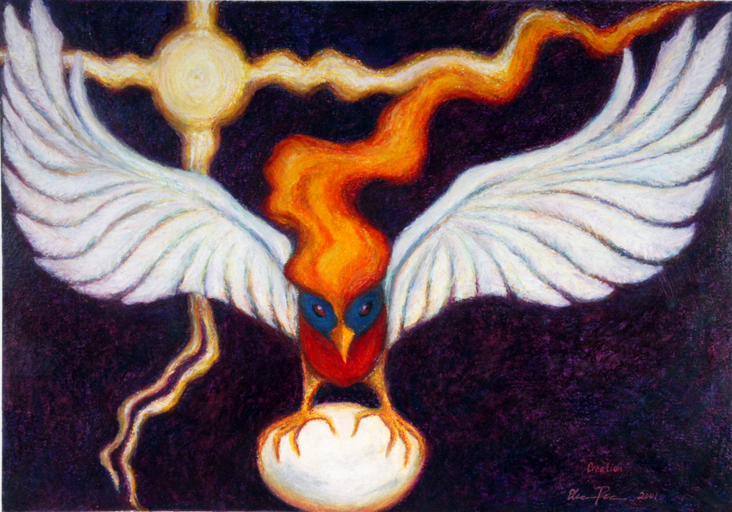 Creation, 2001
Oil pastel on gessoed watercolor paper
22”h x 30” w, Private Collection, Eleanor Ruckman
